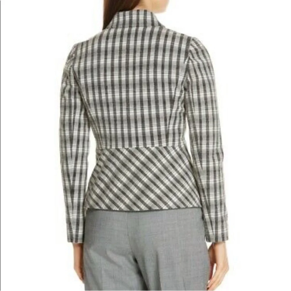 NWT Lewit Black/Ivory Chandler Plaid Peplum Coat Blazer Jacket Size XL - Picture 3 of 7
